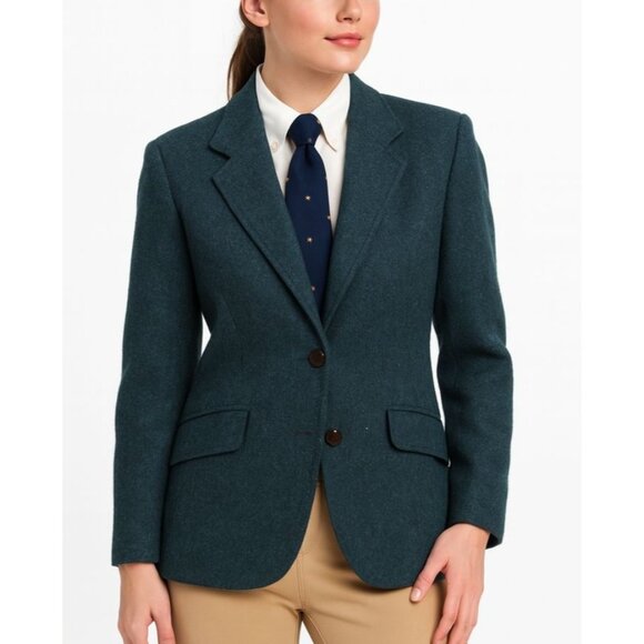 Charter Club Petites Wool Blazer Blue-Green Hong Kong Tailored Academia - Picture 1 of 14